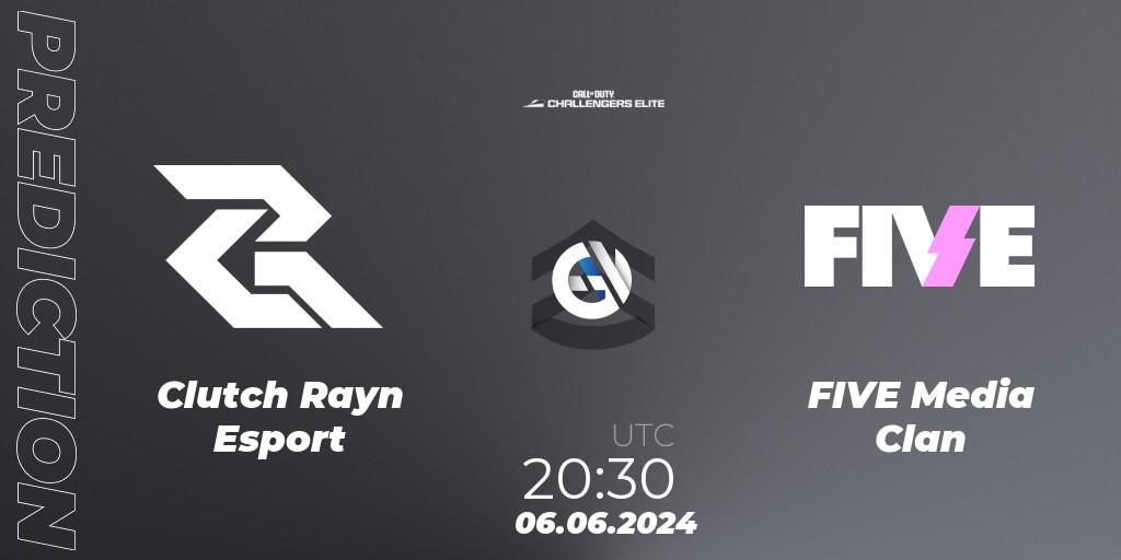 Pronósticos Clutch Rayn Esport - FIVE Media Clan. 06.06.2024 at 20:30. Call of Duty Challengers 2024 - Elite 3: EU - Call of Duty