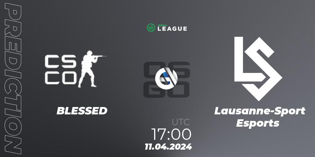 Pronósticos BLESSED - Lausanne-Sport Esports. 11.04.2024 at 17:00. ESEA Season 49: Advanced Division - Europe - Counter-Strike (CS2)