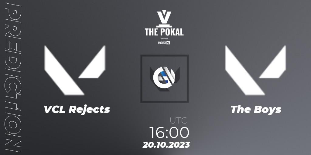 Pronósticos VCL Rejects - The Boys. 20.10.2023 at 16:00. PROJECT V 2023: THE POKAL - VALORANT
