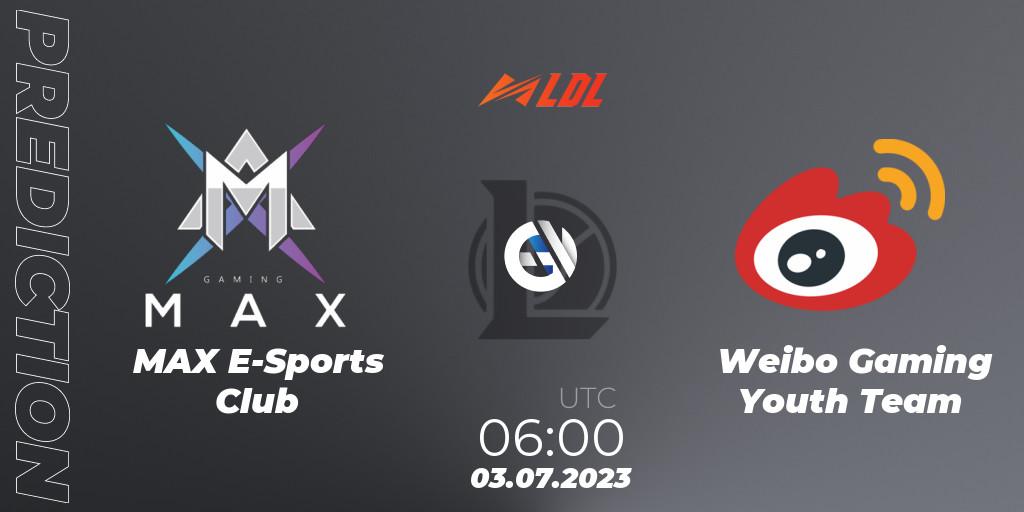 Pronósticos MAX E-Sports Club - Weibo Gaming Youth Team. 03.07.23. LDL 2023 - Regular Season - Stage 3 - LoL