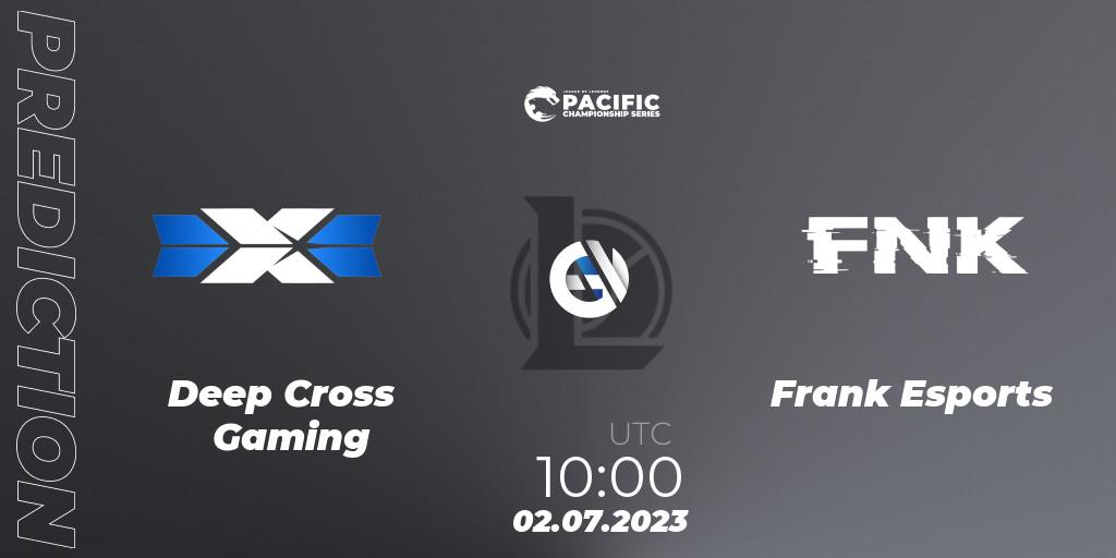 Pronósticos Deep Cross Gaming - Frank Esports. 02.07.2023 at 10:00. PACIFIC Championship series Group Stage - LoL