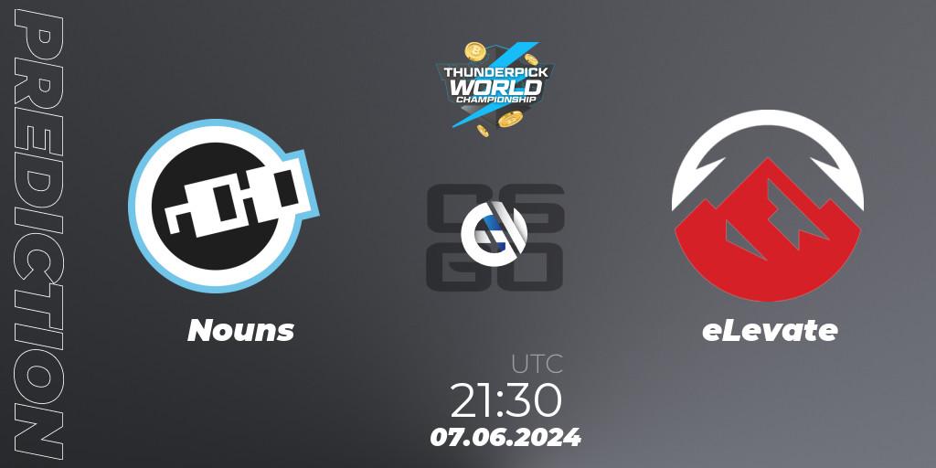 Pronósticos Nouns - eLevate. 07.06.2024 at 21:30. Thunderpick World Championship 2024: North American Series #2 - Counter-Strike (CS2)