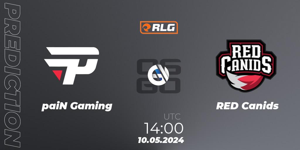 Pronósticos paiN Gaming - RED Canids. 10.05.2024 at 14:00. RES Latin American Series #4 - Counter-Strike (CS2)