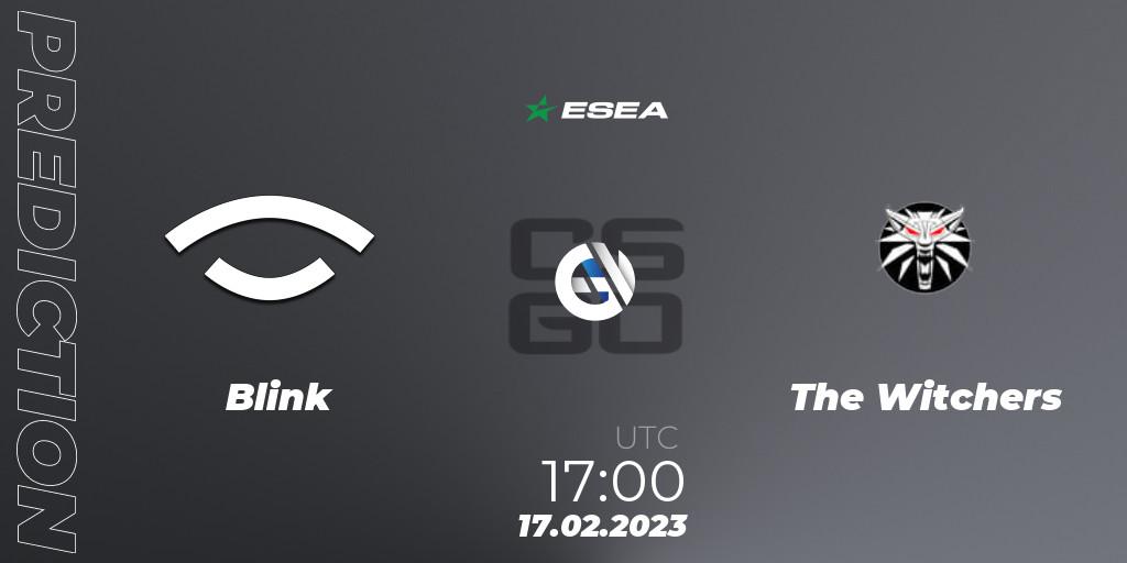 Pronósticos Blink - The Witchers. 20.02.2023 at 17:00. ESEA Season 44: Advanced Division - Europe - Counter-Strike (CS2)