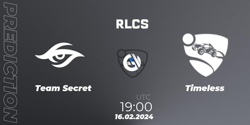Pronósticos Team Secret - Timeless. 16.02.24. RLCS 2024 - Major 1: SAM Open Qualifier 2 - Rocket League