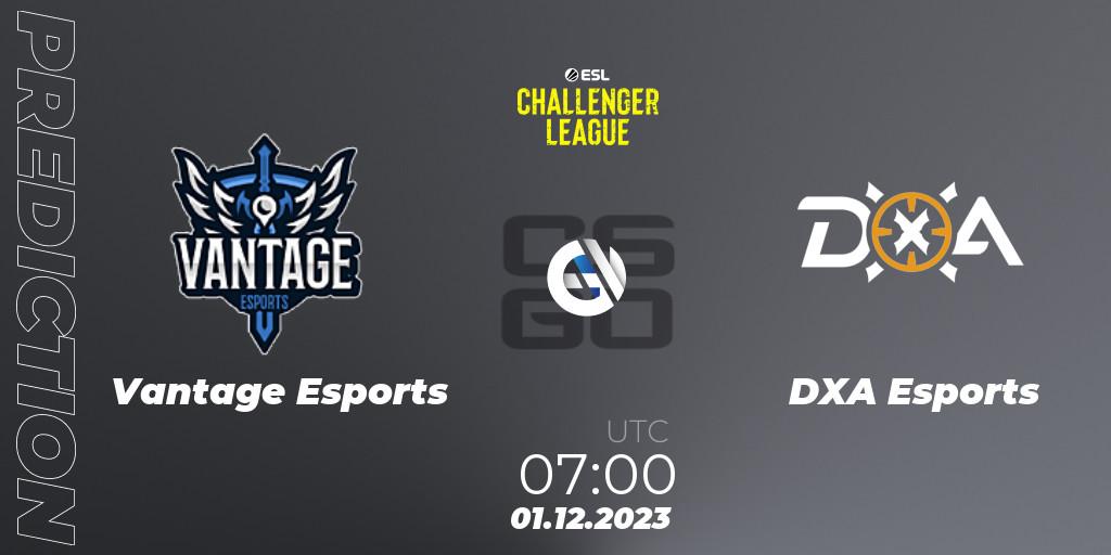 Pronósticos Vantage Esports - DXA Esports. 01.12.2023 at 07:00. ESL Challenger League Season 47: Oceania - Open Qualifier #2 - Counter-Strike (CS2)