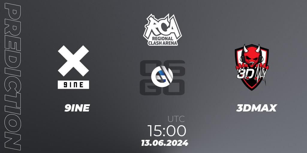 Pronósticos 9INE - 3DMAX. 13.06.2024 at 15:45. Regional Clash Arena Europe - Counter-Strike (CS2)