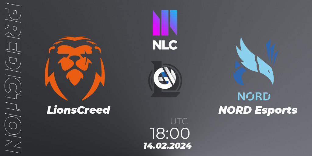 Pronósticos LionsCreed - NORD Esports. 14.02.24. NLC 1st Division Spring 2024 - LoL