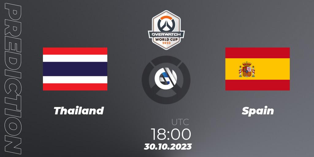 Pronósticos Thailand - Spain. 30.10.23. Overwatch World Cup 2023 - Overwatch