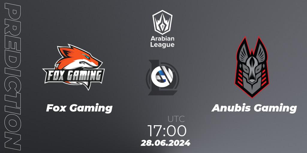 Pronósticos Fox Gaming - Anubis Gaming. 27.06.2024 at 18:00. Arabian League Summer 2024 - LoL