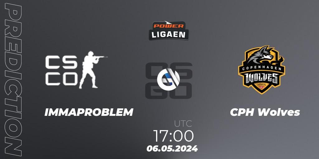 Pronósticos IMMAPROBLEM - CPH Wolves. 06.05.2024 at 17:00. Dust2.dk Ligaen Season 26 - Counter-Strike (CS2)