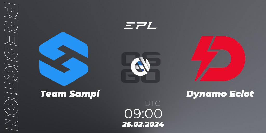 Pronósticos Team Sampi - Dynamo Eclot. 25.02.2024 at 09:00. European Pro League Season 15: Division 2 - Counter-Strike (CS2)