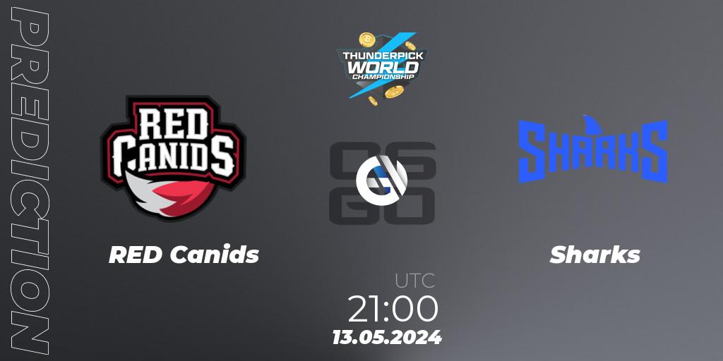 Pronósticos RED Canids - Sharks. 13.05.2024 at 21:00. Thunderpick World Championship 2024: South American Series #1 - Counter-Strike (CS2)