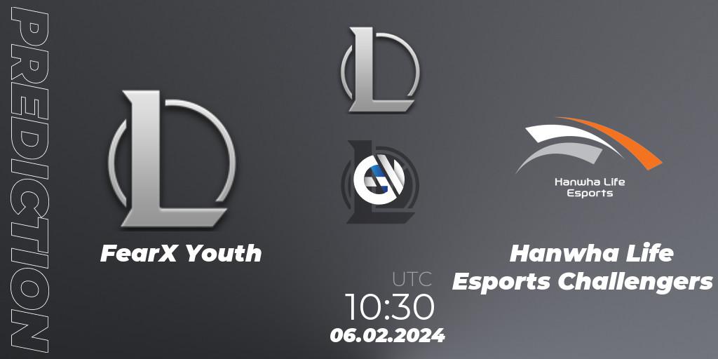Pronósticos FearX Youth - Hanwha Life Esports Challengers. 06.02.2024 at 10:30. LCK Challengers League 2024 Spring - Group Stage - LoL