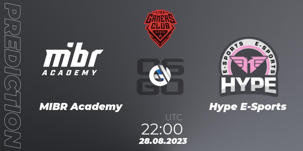 Pronósticos MIBR Academy - Hype E-Sports. 28.08.2023 at 22:00. Gamers Club Liga Série A: August 2023 - Counter-Strike (CS2)