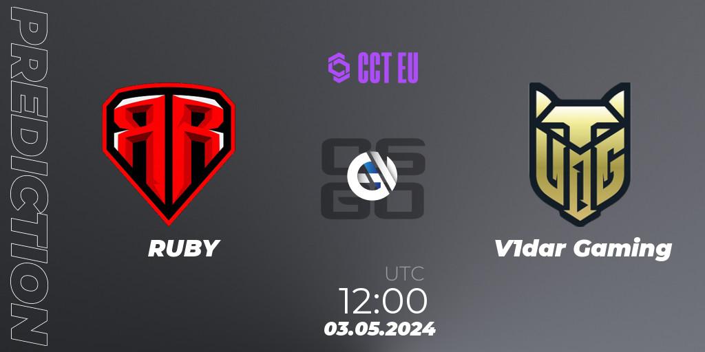 Pronósticos RUBY - V1dar Gaming. 03.05.2024 at 12:20. CCT Season 2 Europe Series 2 - Counter-Strike (CS2)