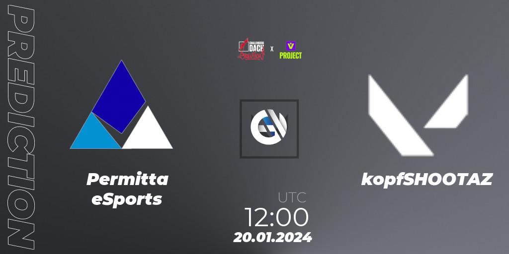 Pronósticos Permitta eSports - kopfSHOOTAZ. 19.01.2024 at 19:00. VALORANT Challengers 2024 DACH: Evolution Split 1 - Closed Qualifier - VALORANT