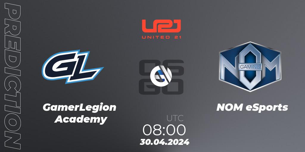 Pronósticos GamerLegion Academy - NOM eSports. 30.04.2024 at 08:00. United21 Season 15 - Counter-Strike (CS2)