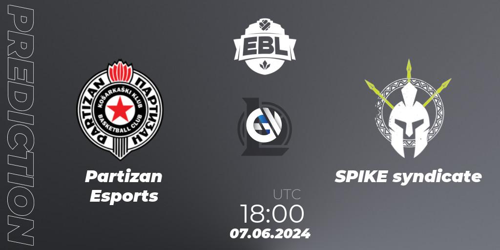 Pronósticos Partizan Esports - SPIKE syndicate. 07.06.2024 at 18:00. Esports Balkan League Season 15 - LoL