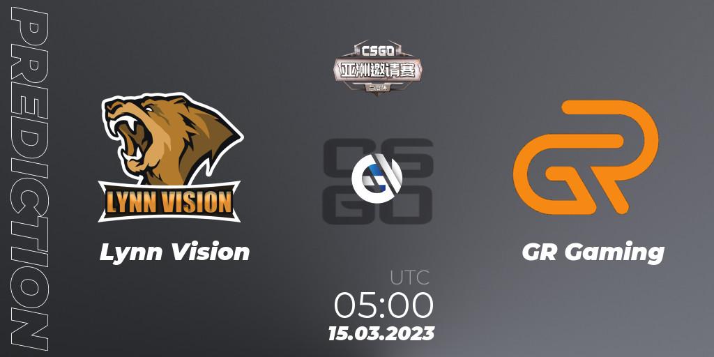 Pronósticos Lynn Vision - GR Gaming. 15.03.2023 at 05:00. Baidu Cup Invitational #2 - Counter-Strike (CS2)
