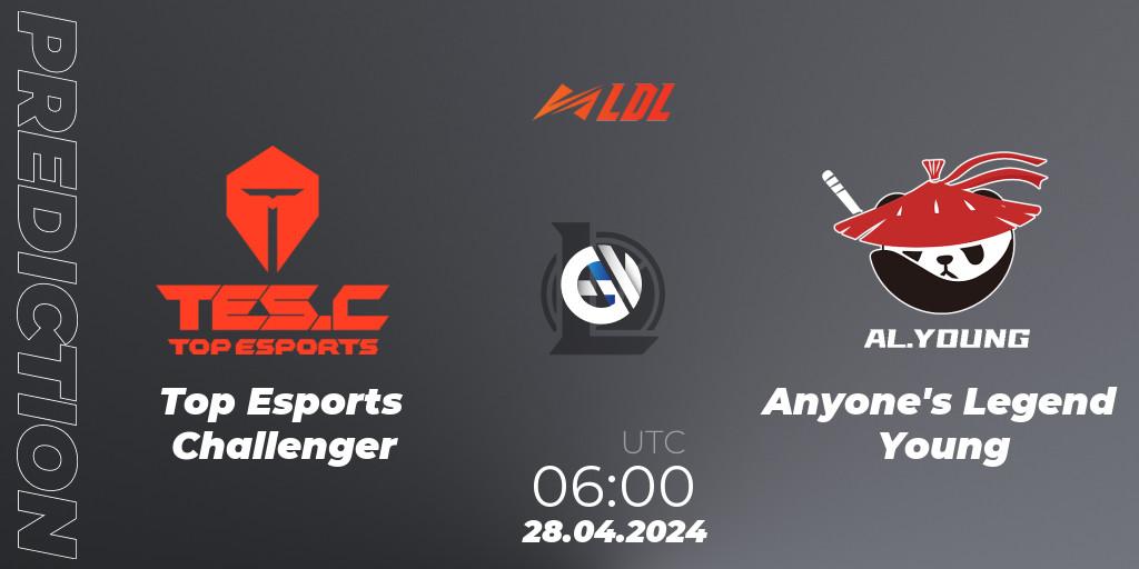 Pronósticos Top Esports Challenger - Anyone's Legend Young. 28.04.2024 at 06:00. LDL 2024 - Stage 2 - LoL