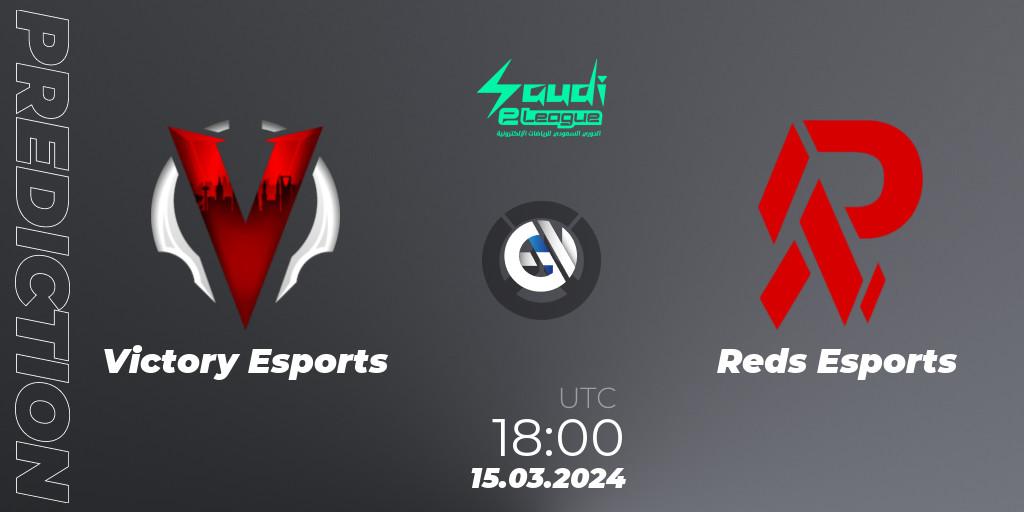 Pronósticos Victory Esports - Reds Esports. 15.03.2024 at 18:30. Saudi eLeague 2024 - Major 1 / Phase 2 - Overwatch