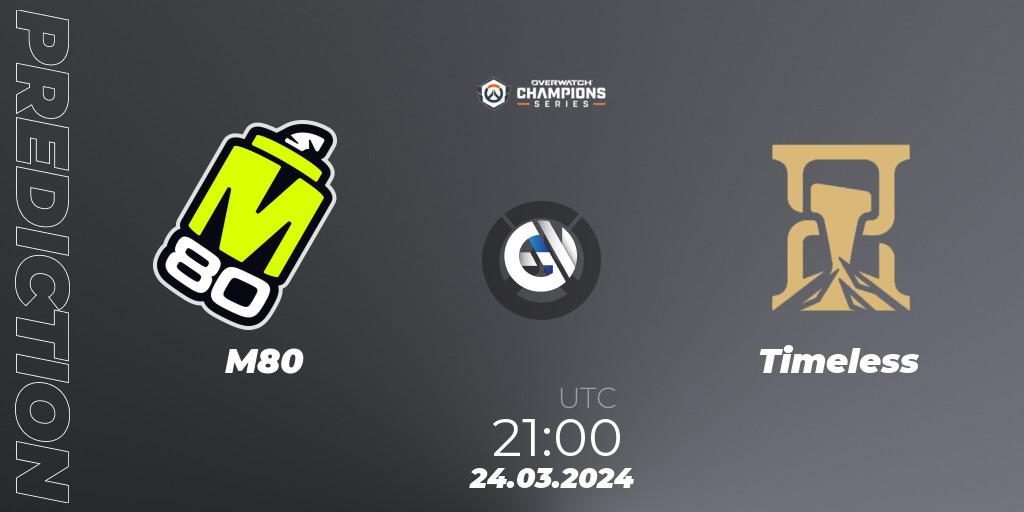 Pronósticos M80 - Timeless. 24.03.2024 at 21:00. Overwatch Champions Series 2024 - North America Stage 1 Main Event - Overwatch