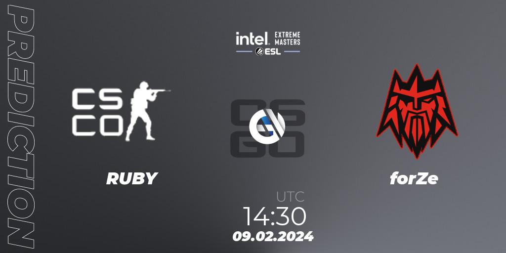 Pronósticos RUBY - forZe. 09.02.24. Intel Extreme Masters China 2024: European Closed Qualifier - CS2 (CS:GO)