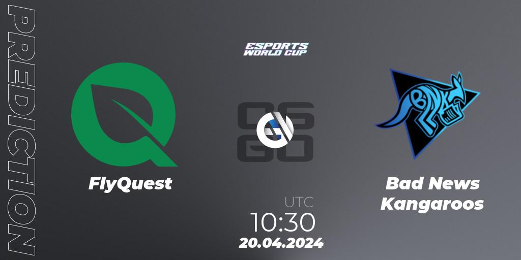 Pronósticos FlyQuest - Bad News Kangaroos. 20.04.2024 at 10:30. Esports World Cup 2024: Oceanic Closed Qualifier - Counter-Strike (CS2)