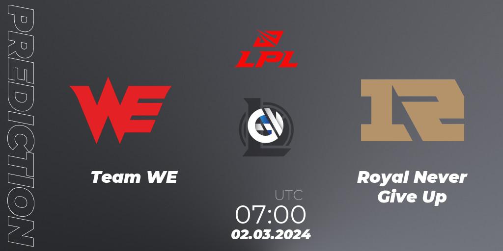 Pronósticos Team WE - Royal Never Give Up. 02.03.24. LPL Spring 2024 - Group Stage - LoL