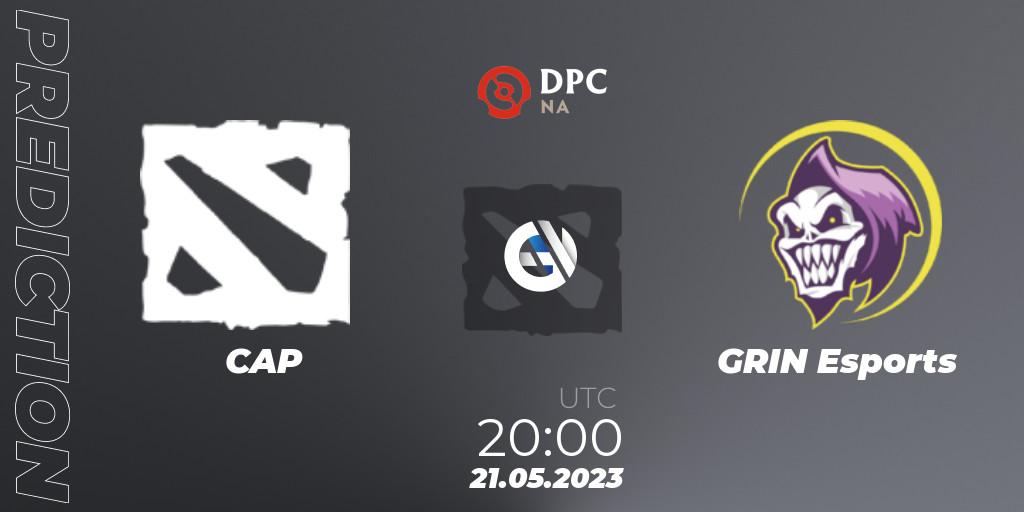 Pronósticos CAP - GRIN Esports. 21.05.2023 at 22:00. DPC 2023 Tour 3: NA Closed Qualifier - Dota 2