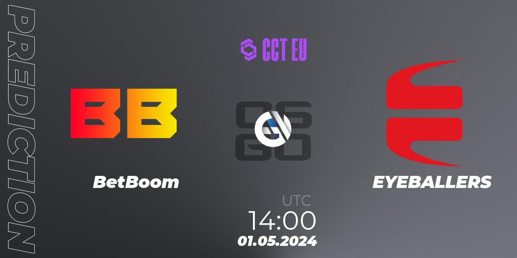 Pronósticos BetBoom - EYEBALLERS. 01.05.2024 at 14:00. CCT Season 2 Europe Series 1 - Counter-Strike (CS2)