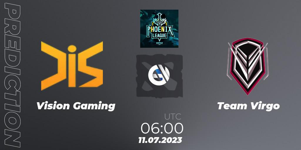 Pronósticos Vision Gaming - Team Virgo. 11.07.2023 at 06:30. Dota 2 Phoenix League - Dota 2