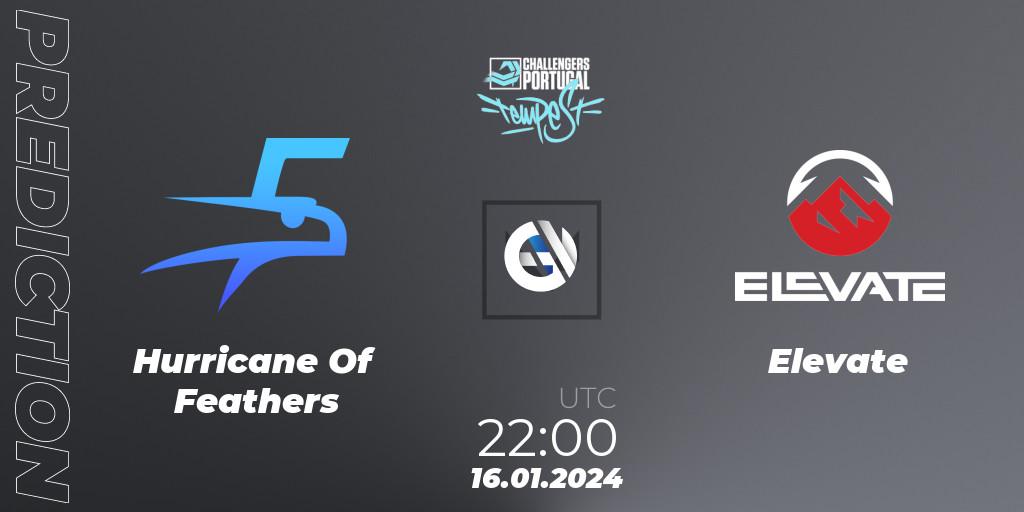 Pronósticos Hurricane Of Feathers - Elevate. 16.01.2024 at 22:50. VALORANT Challengers 2024 Portugal: Tempest Split 1 - VALORANT