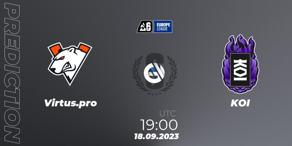 Pronósticos Virtus.pro - KOI. 18.09.23. Europe League 2023 - Stage 2 - Rainbow Six