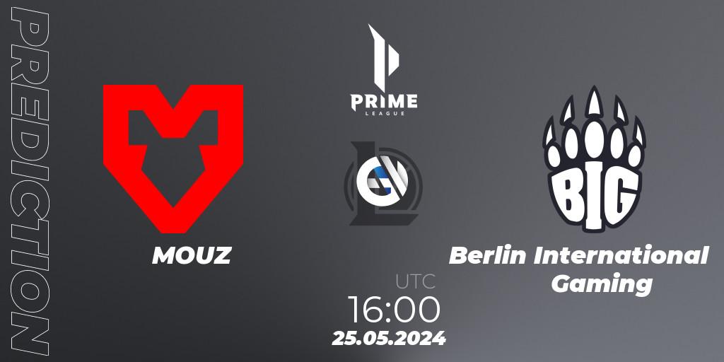 Pronósticos MOUZ - Berlin International Gaming. 25.05.2024 at 16:00. Prime League Summer 2024 - LoL