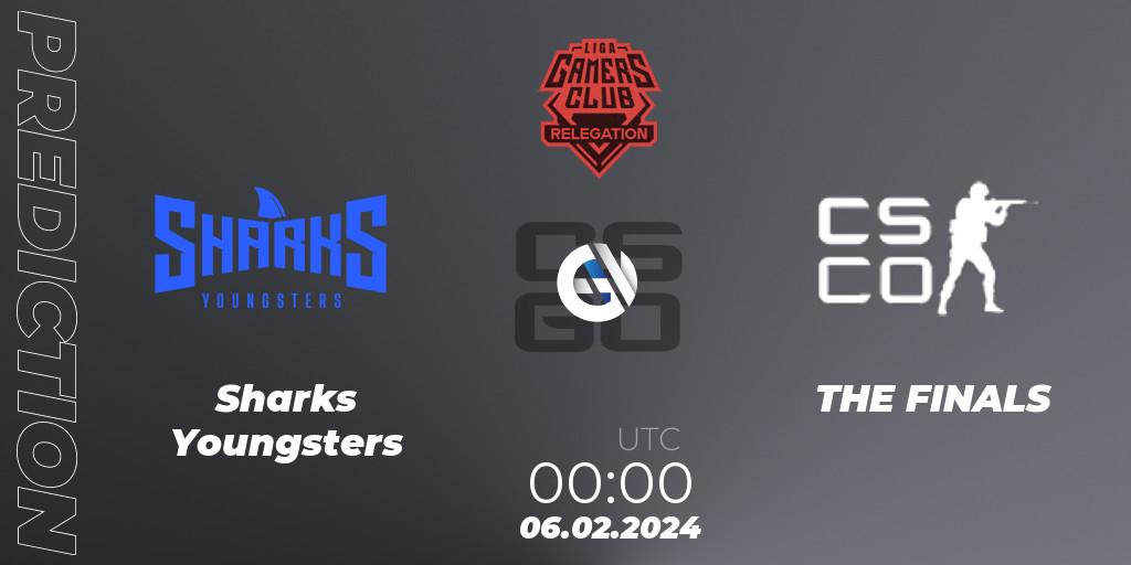 Pronósticos Sharks Youngsters - THE FINALS. 06.02.2024 at 00:00. Gamers Club Liga Série A Relegation: February 2024 - Counter-Strike (CS2)