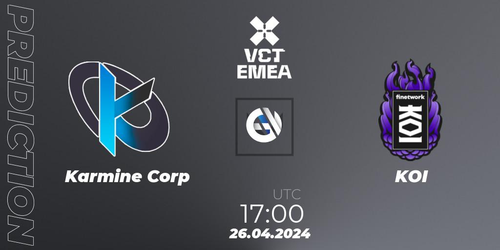 Pronósticos Karmine Corp - KOI. 26.04.24. VALORANT Champions Tour 2024: EMEA League - Stage 1 - Group Stage - VALORANT