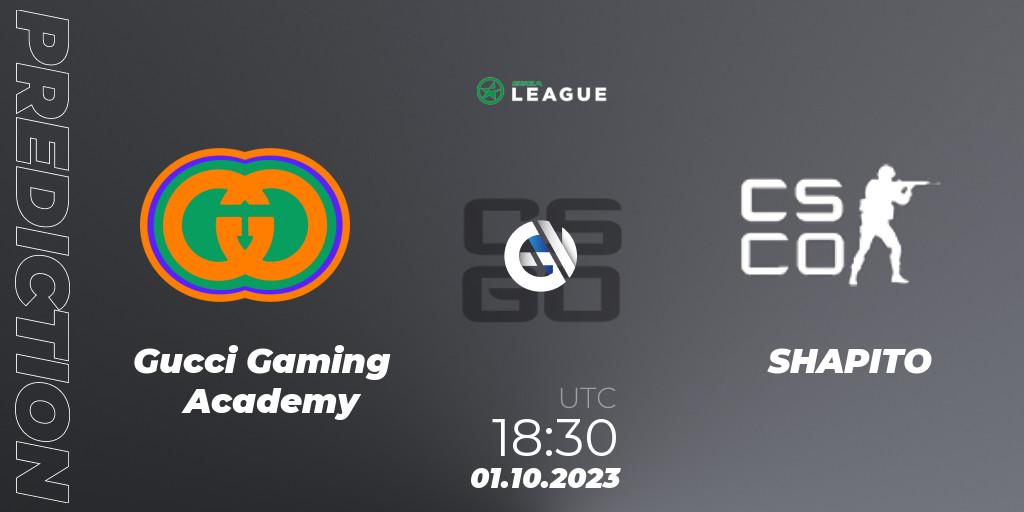 Pronósticos Gucci Gaming Academy - SHAPITO. 02.10.2023 at 11:30. ESEA Season 46: Main Division - Europe - Counter-Strike (CS2)