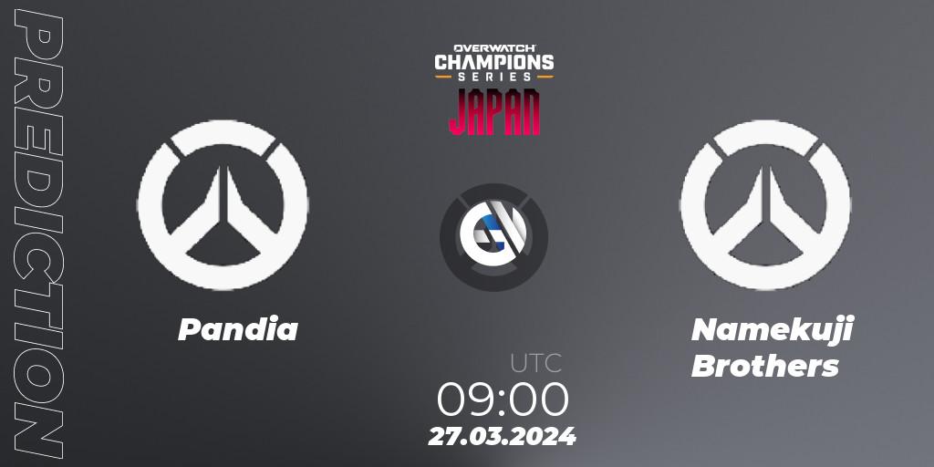 Pronósticos Pandia - Namekuji Brothers. 27.03.2024 at 09:00. Overwatch Champions Series 2024 - Stage 1 Japan - Overwatch