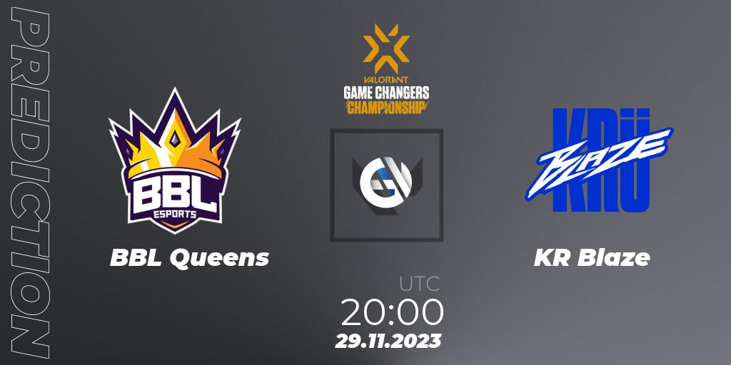 Pronósticos BBL Queens - KRÜ Blaze. 29.11.2023 at 20:00. VCT 2023: Game Changers Championship - VALORANT