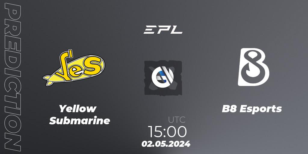 Pronósticos Yellow Submarine - B8 Esports. 02.05.2024 at 15:20. European Pro League Season 18 - Dota 2