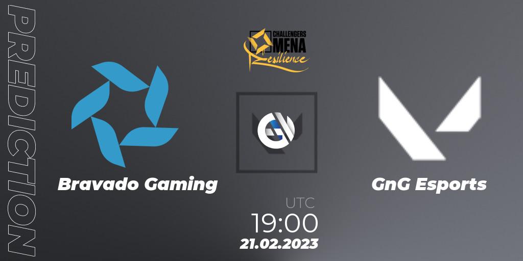 Pronósticos Bravado Gaming - GnG Esports. 21.02.2023 at 19:00. VALORANT Challengers 2023 MENA: Resilience Split 1 - Levant and North Africa - VALORANT