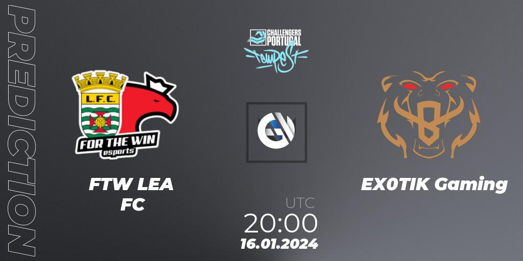 Pronósticos FTW LEÇA FC - EX0TIK Gaming. 16.01.2024 at 20:20. VALORANT Challengers 2024 Portugal: Tempest Split 1 - VALORANT