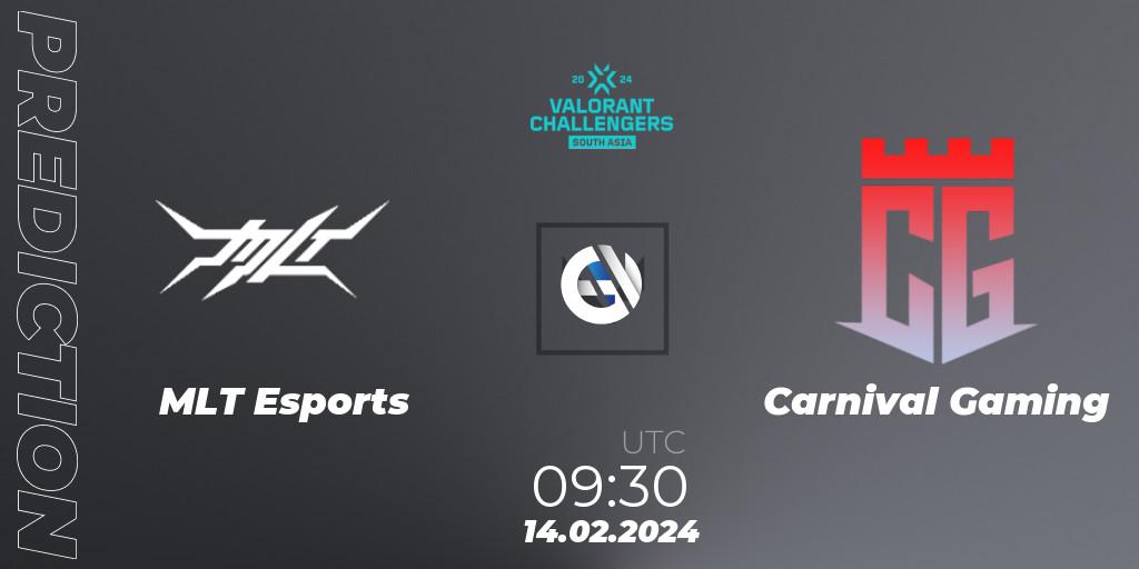 Pronósticos MLT Esports - Carnival Gaming. 14.02.2024 at 09:30. VALORANT Challengers 2024: South Asia Split 1 - Cup 1 - VALORANT