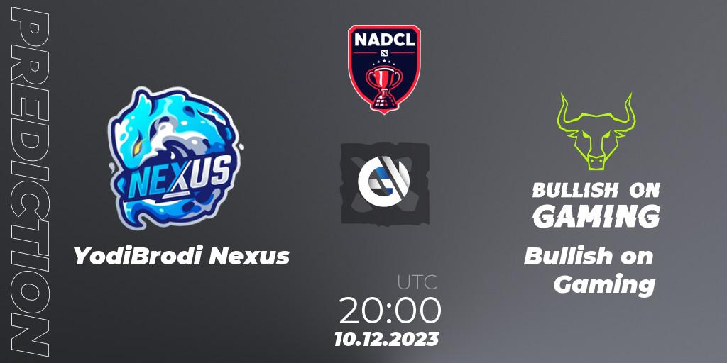 Pronósticos YodiBrodi Nexus - Bullish on Gaming. 10.12.2023 at 21:00. North American Dota Challengers League Season 5 Grand Finals - Dota 2