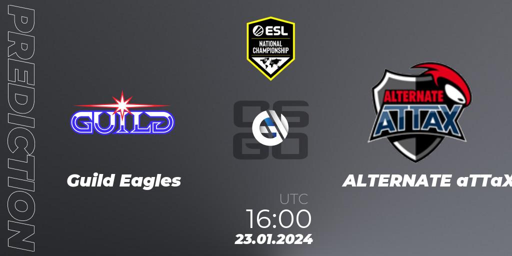 Pronósticos Guild Eagles - ALTERNATE aTTaX. 23.01.24. ESL Pro League Season 19 NC Europe Qualifier - CS2 (CS:GO)