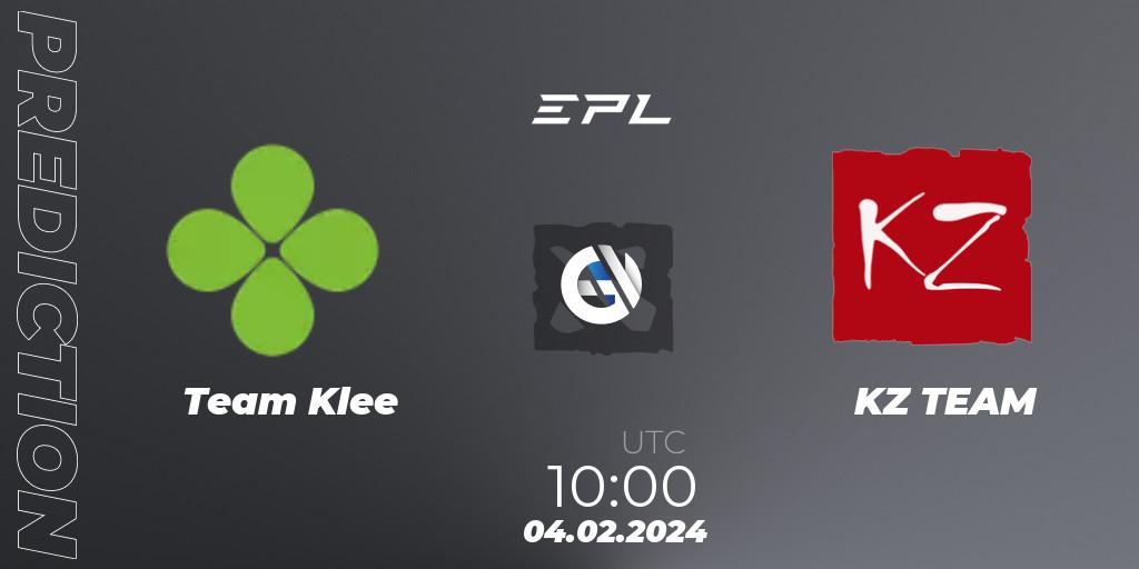 Pronósticos Team Klee - KZ TEAM. 04.02.24. European Pro League Season 16 - Dota 2