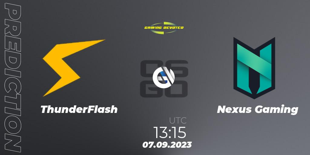 Pronósticos ThunderFlash - Nexus Gaming. 07.09.23. Gaming Devoted Become The Best - CS2 (CS:GO)
