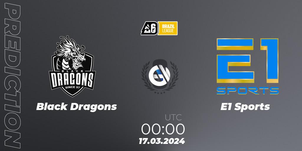 Pronósticos Black Dragons - E1 Sports. 12.04.24. Brazil League 2024 - Stage 1 - Rainbow Six
